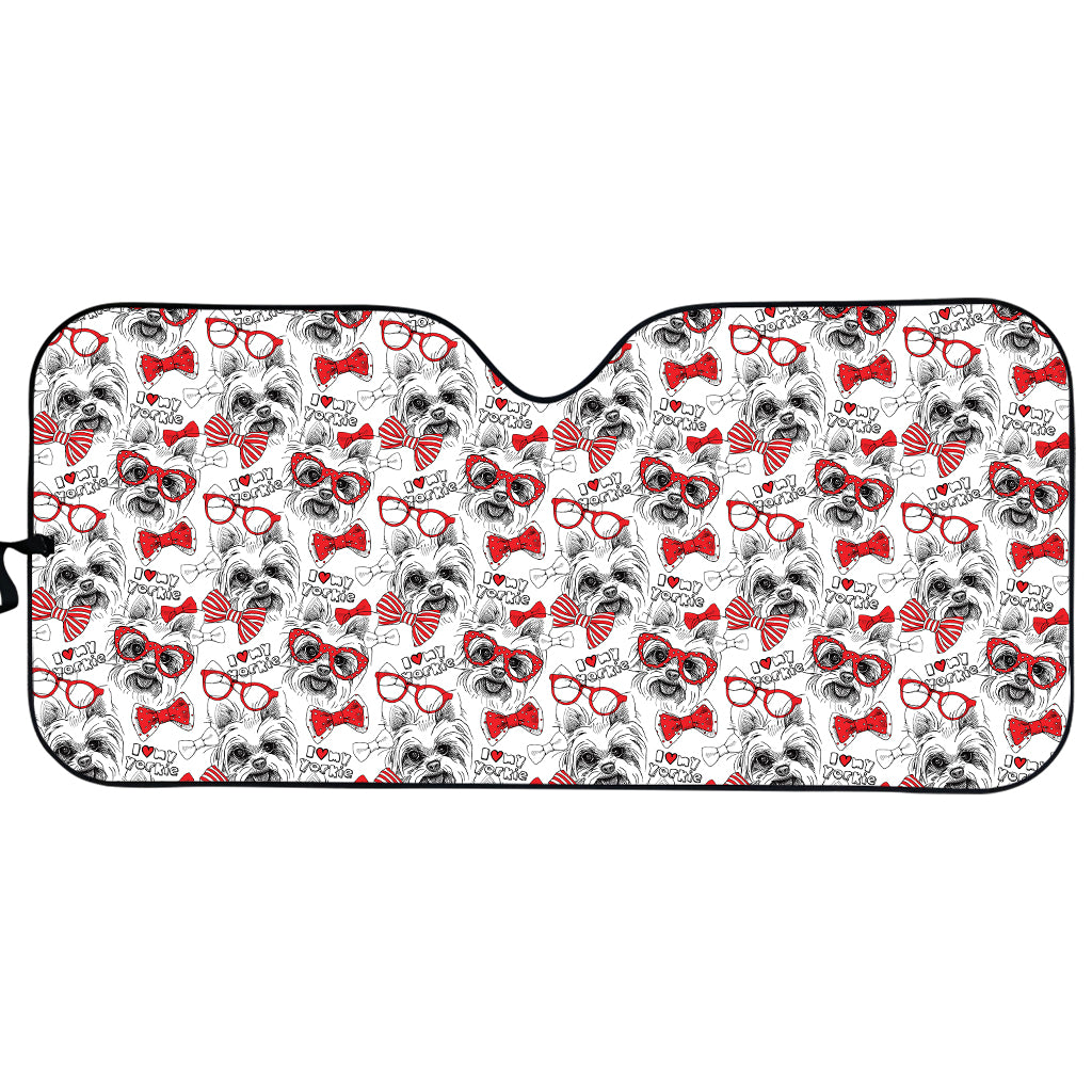 Lovely Yorkshire Terrier Pattern Print Car Sun Shade