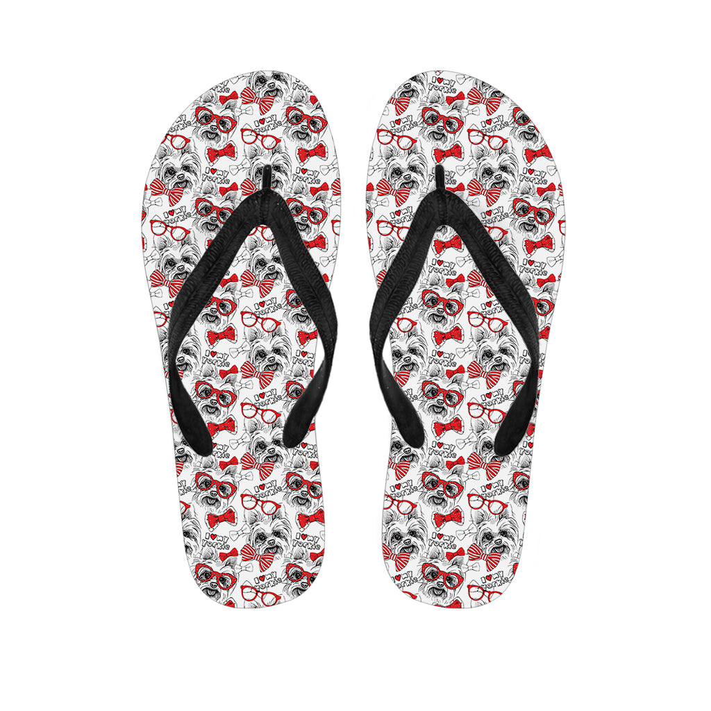 Lovely Yorkshire Terrier Pattern Print Flip Flops