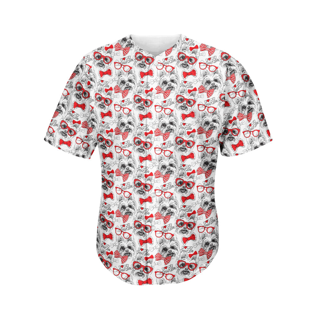 Lovely Yorkshire Terrier Pattern Print Men's Baseball Jersey