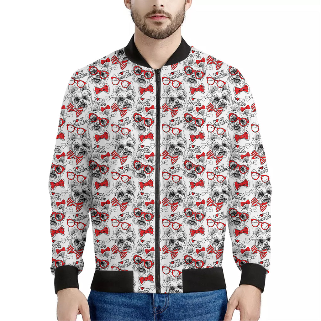 Lovely Yorkshire Terrier Pattern Print Men's Bomber Jacket