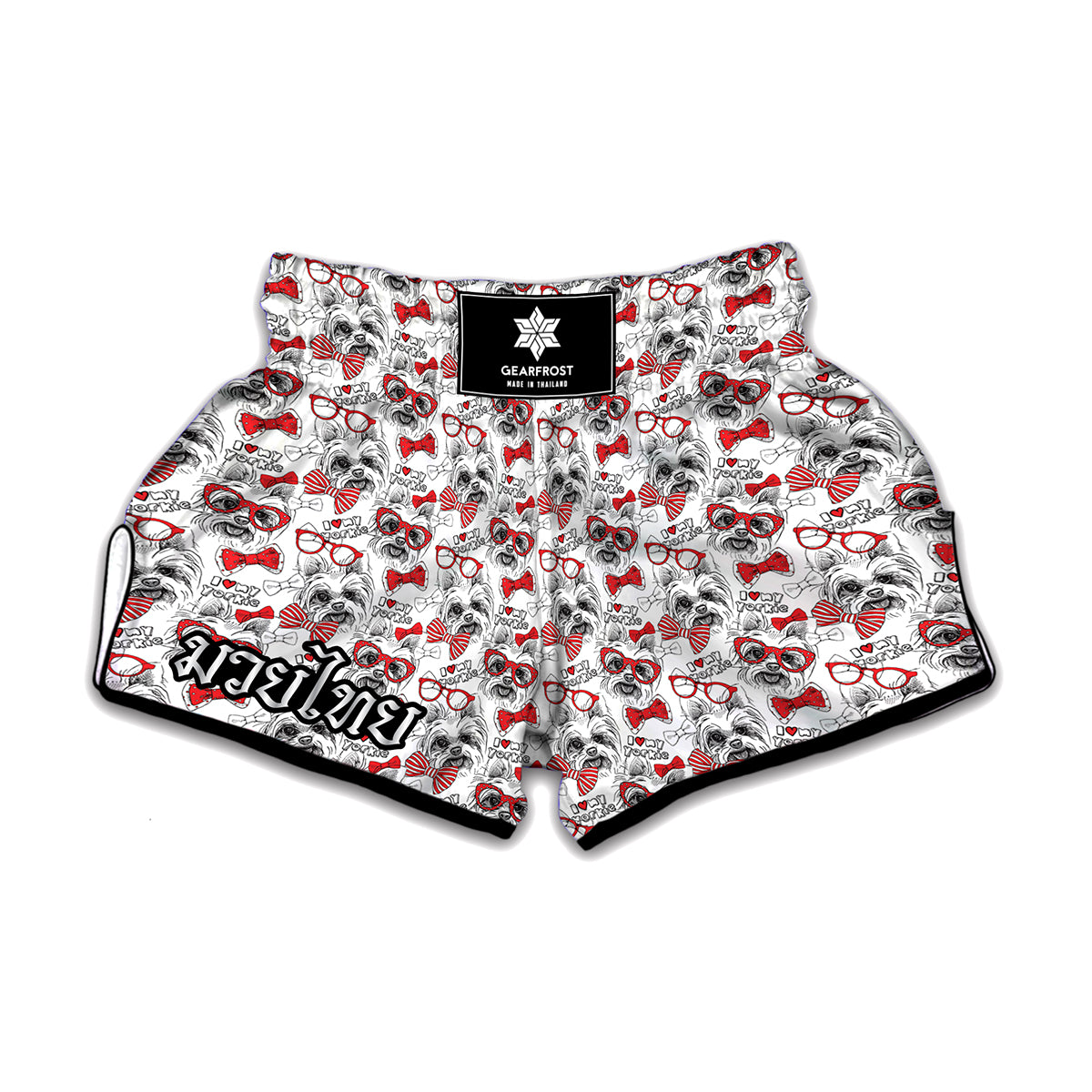 Lovely Yorkshire Terrier Pattern Print Muay Thai Boxing Shorts