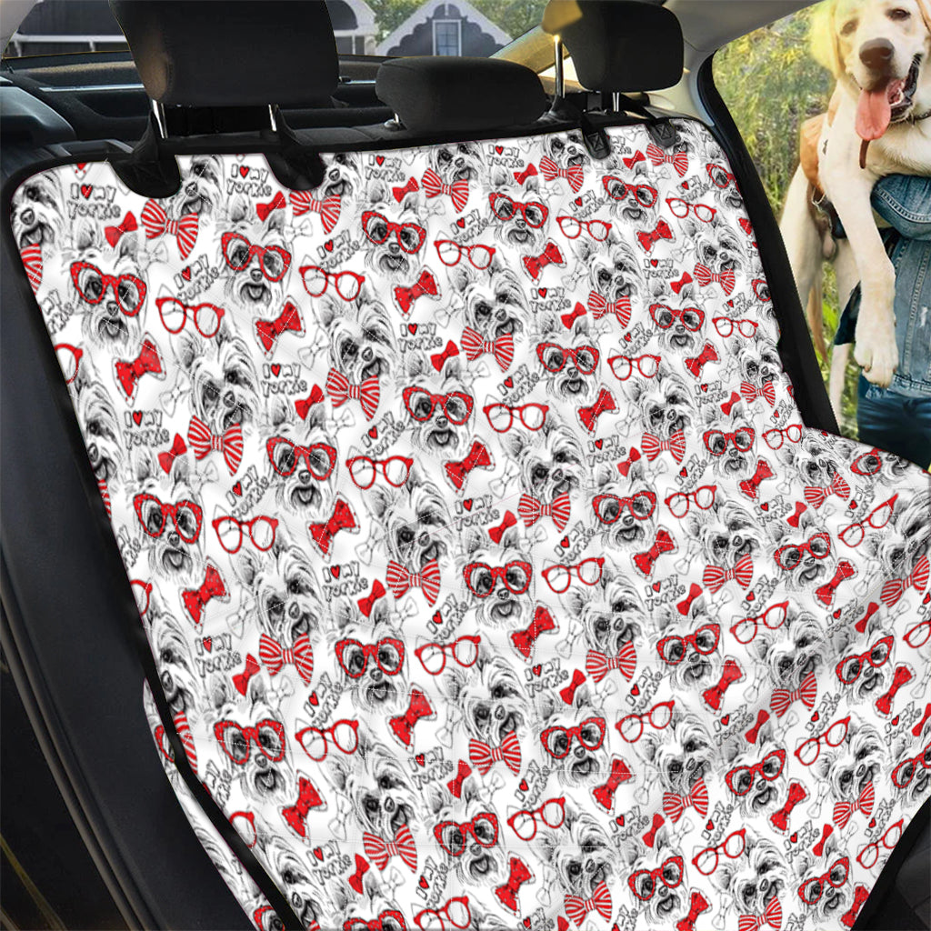 Lovely Yorkshire Terrier Pattern Print Pet Car Back Seat Cover