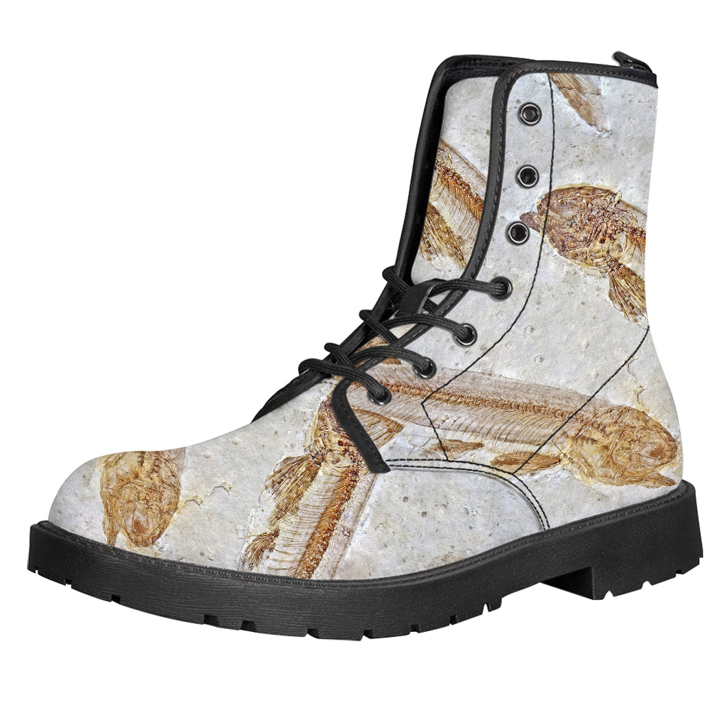 Lycoptera Fish Fossil Print Leather Boots