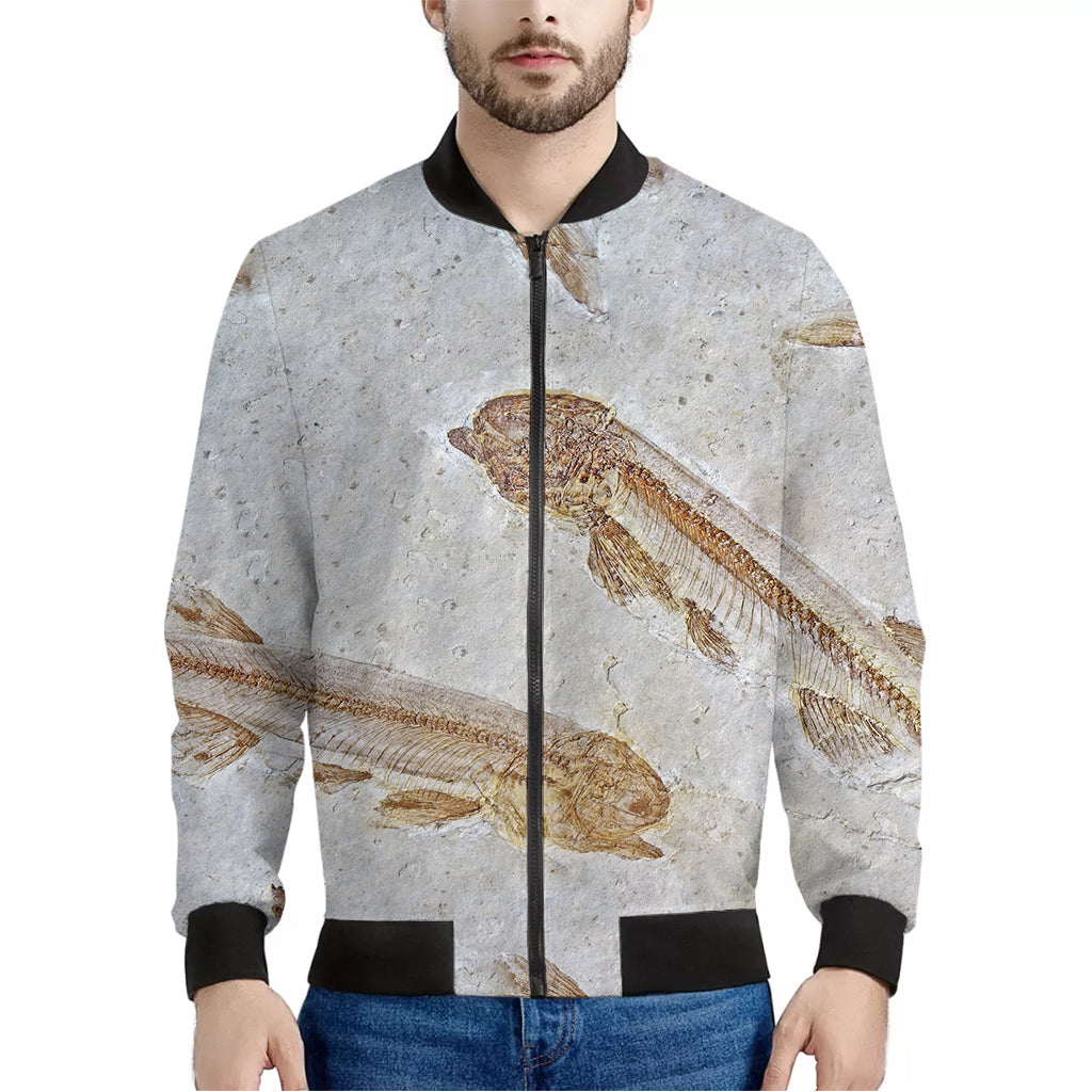 Lycoptera Fish Fossil Print Men's Bomber Jacket