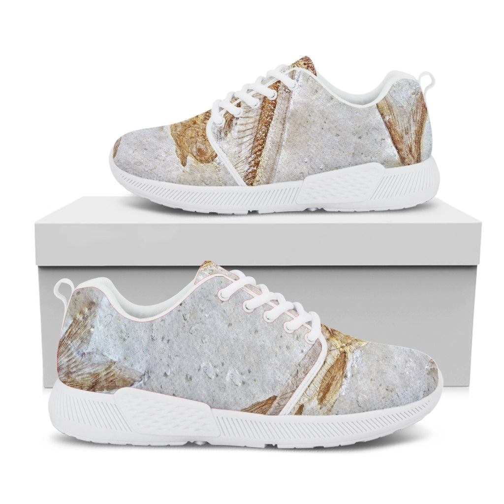 Lycoptera Fish Fossil Print White Athletic Shoes