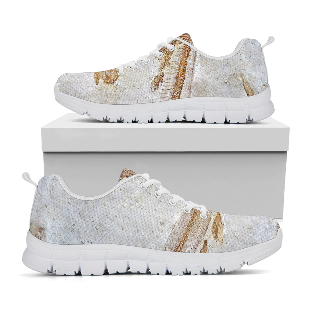 Lycoptera Fish Fossil Print White Sneakers