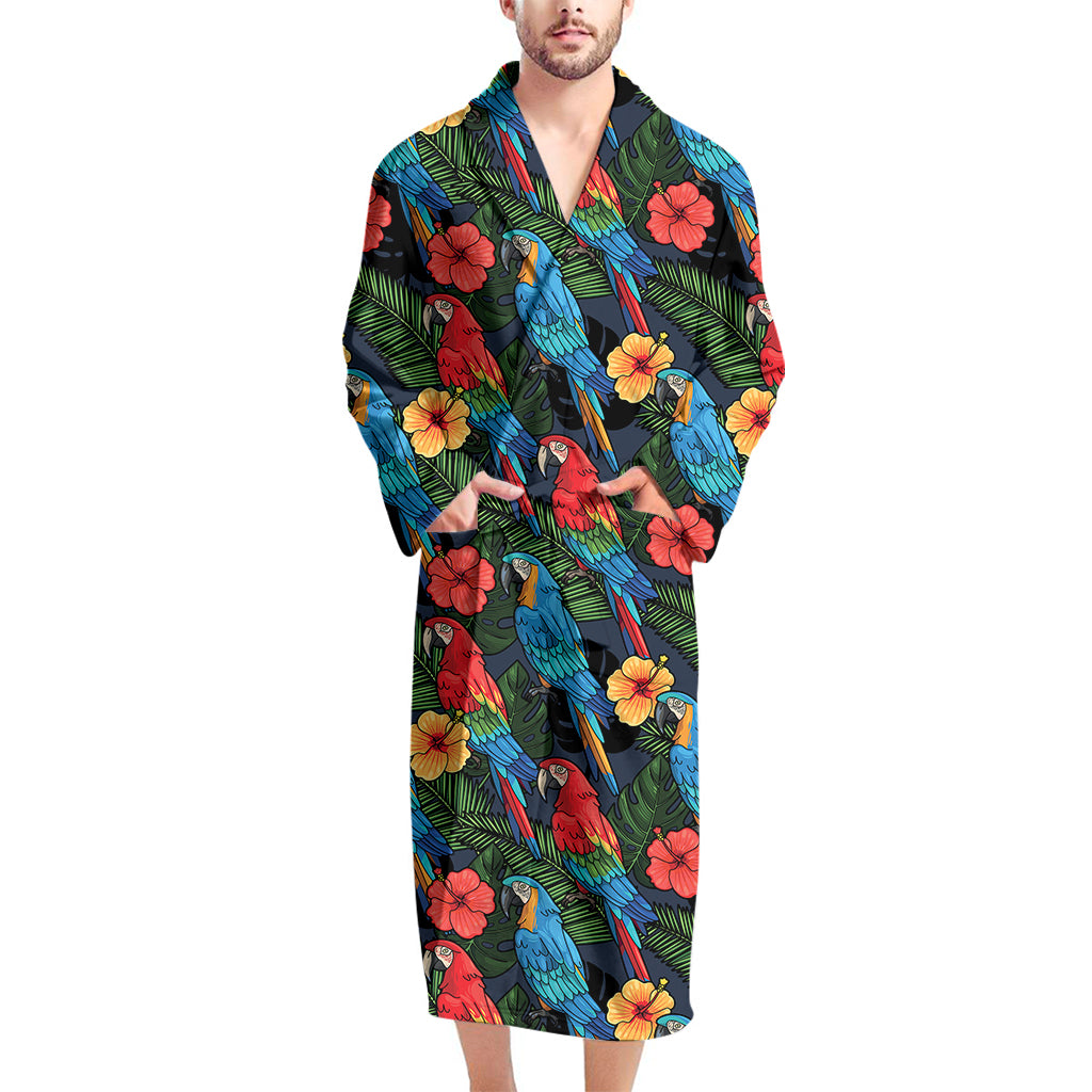 Macaw Parrot Pattern Print Men's Bathrobe