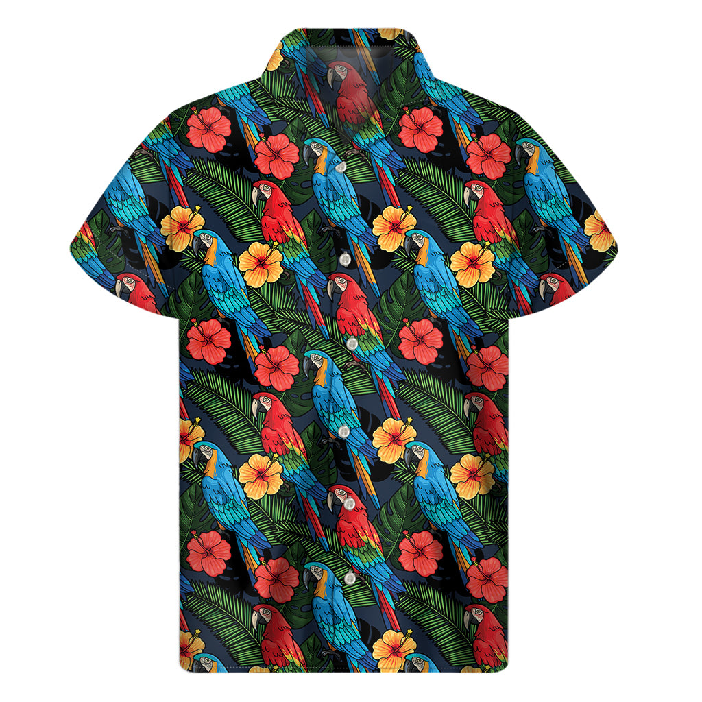 Macaw Parrot Pattern Print Men's Short Sleeve Shirt