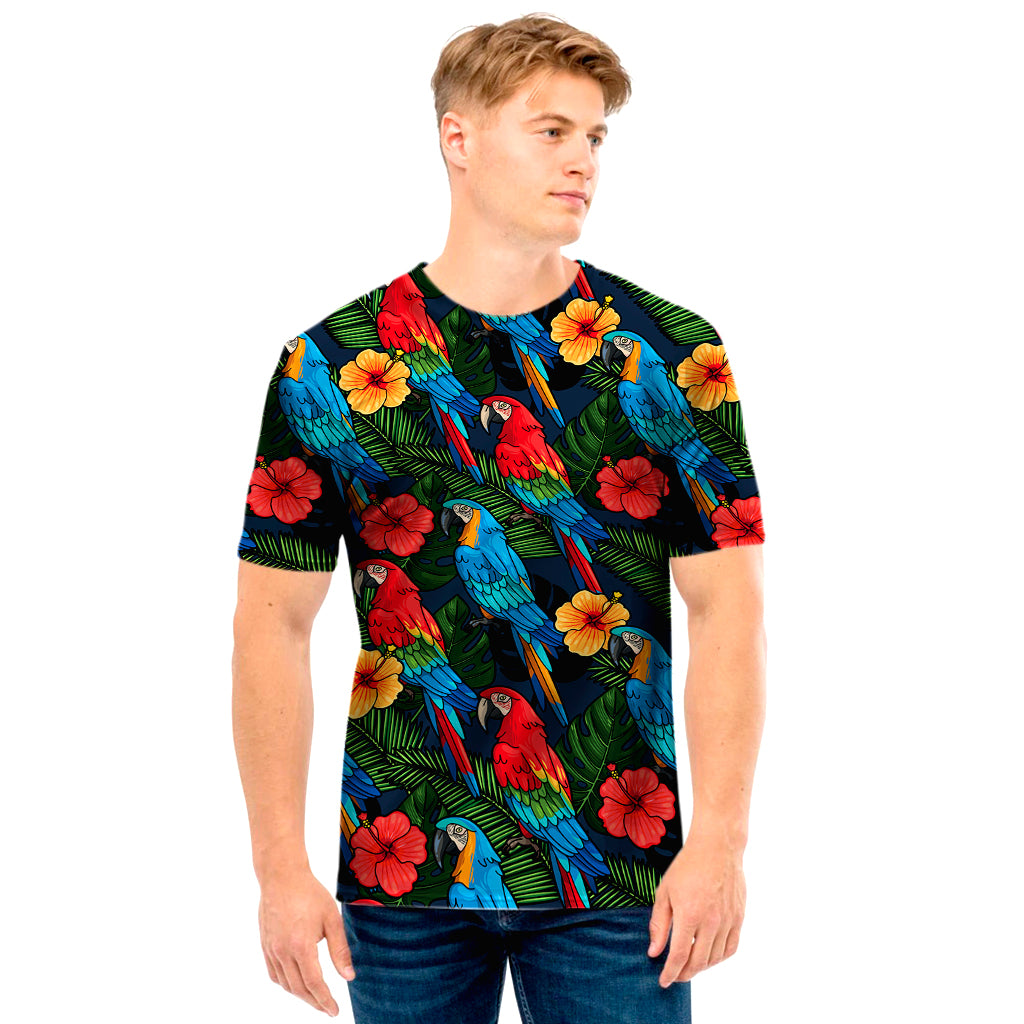 Macaw Parrot Pattern Print Men's T-Shirt