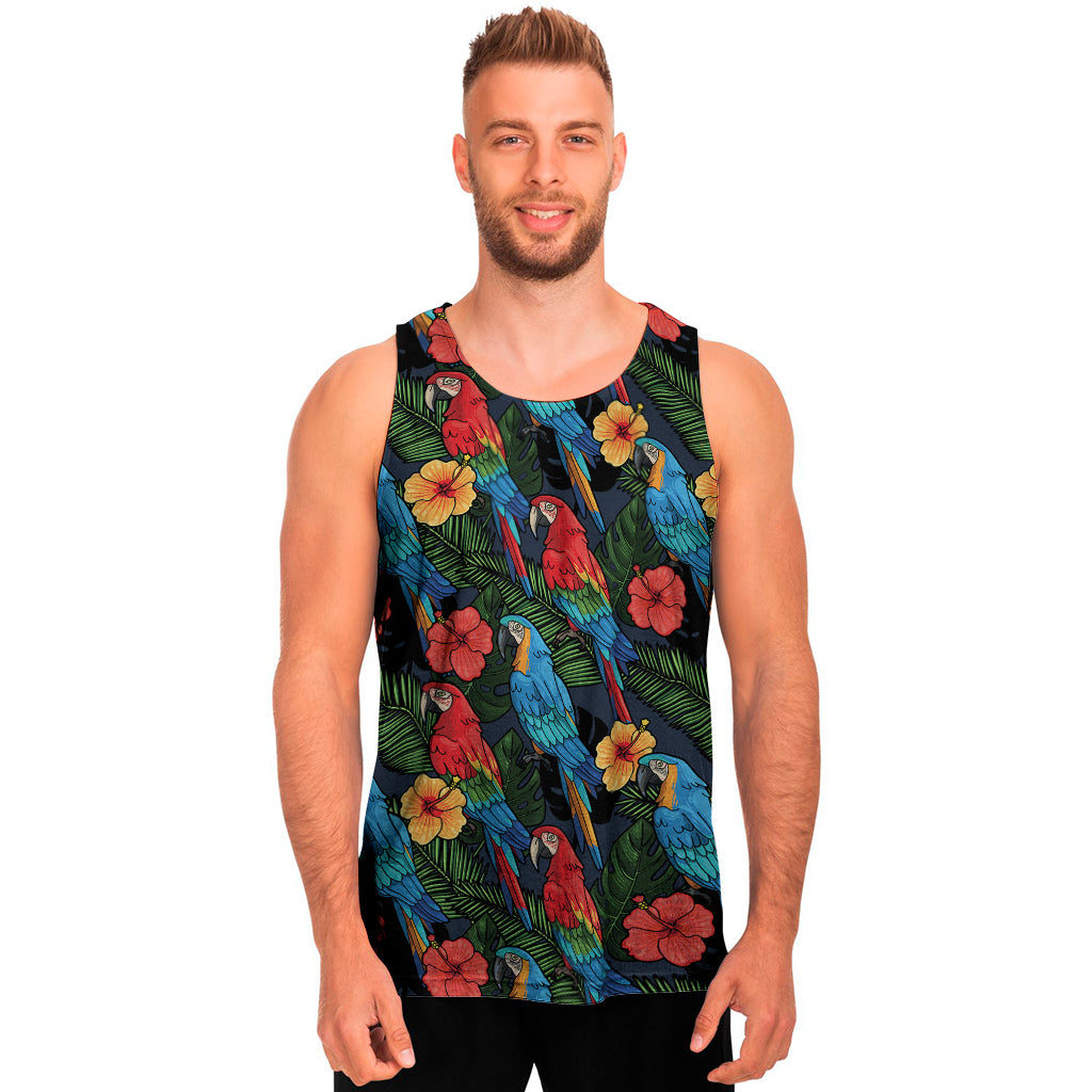 Macaw Parrot Pattern Print Men's Tank Top