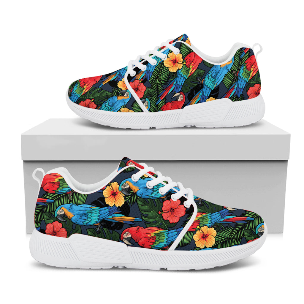 Macaw Parrot Pattern Print White Athletic Shoes