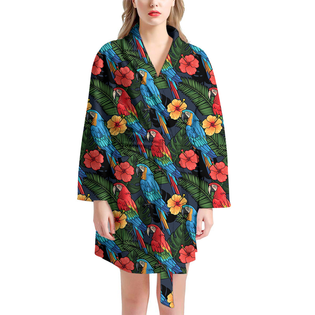 Macaw Parrot Pattern Print Women's Bathrobe