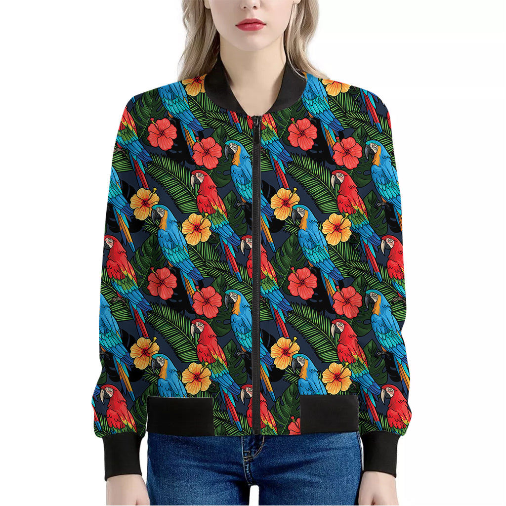 Macaw Parrot Pattern Print Women's Bomber Jacket