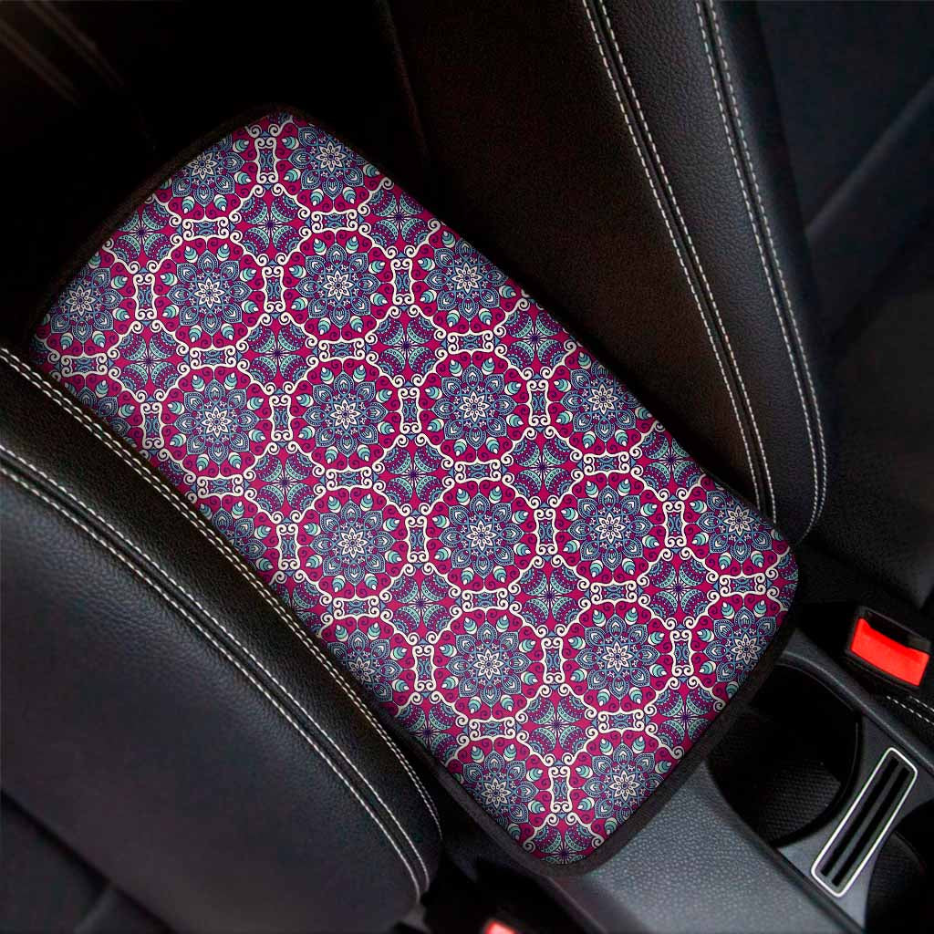 Magenta Mandala Bohemian Pattern Print Car Center Console Cover