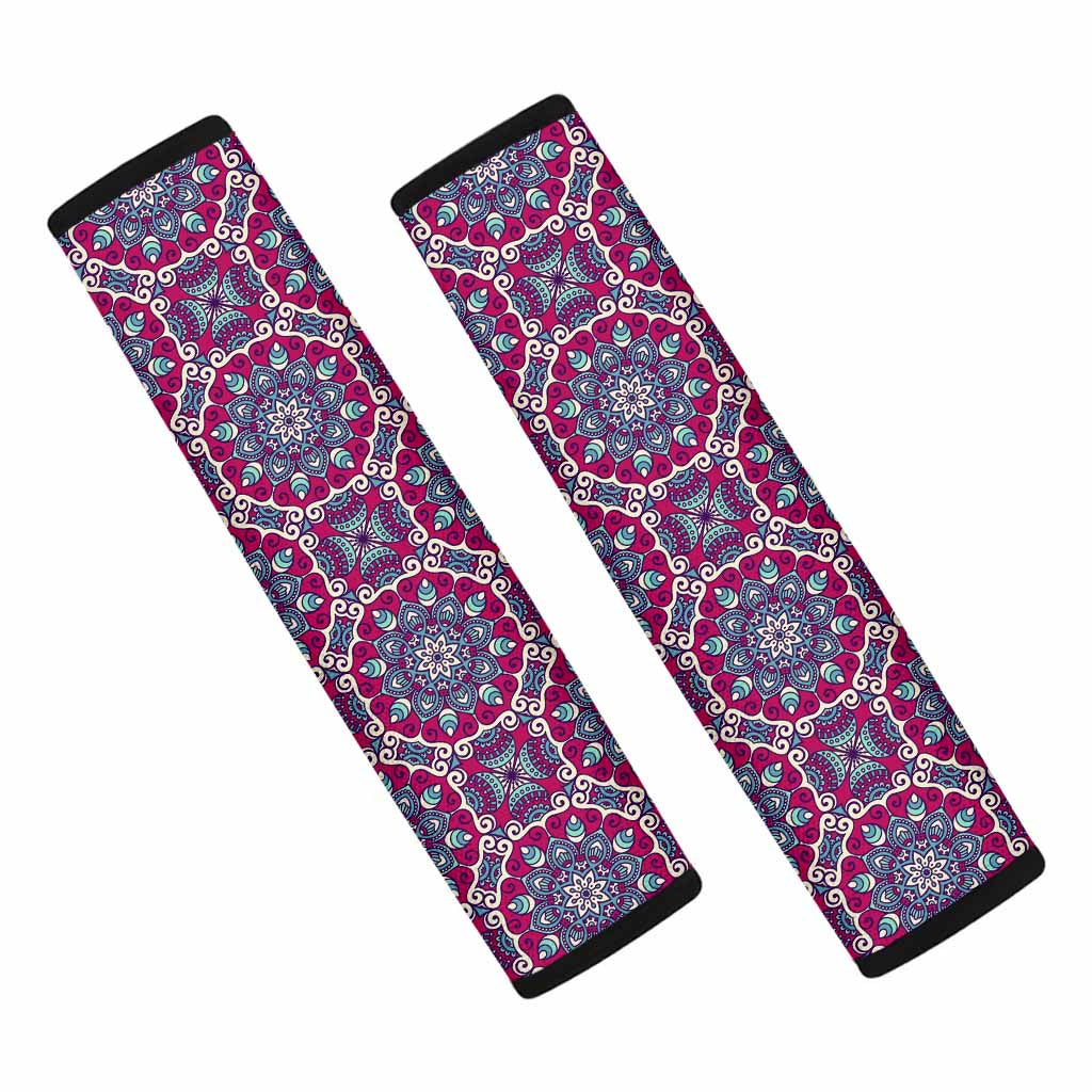 Magenta Mandala Bohemian Pattern Print Car Seat Belt Covers