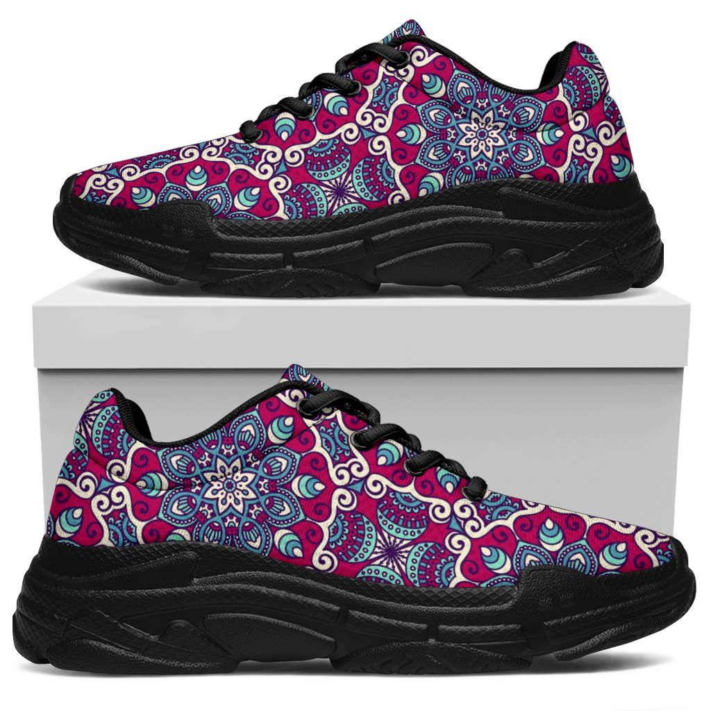 Magenta Mandala Bohemian Pattern Print Chunky Sneakers