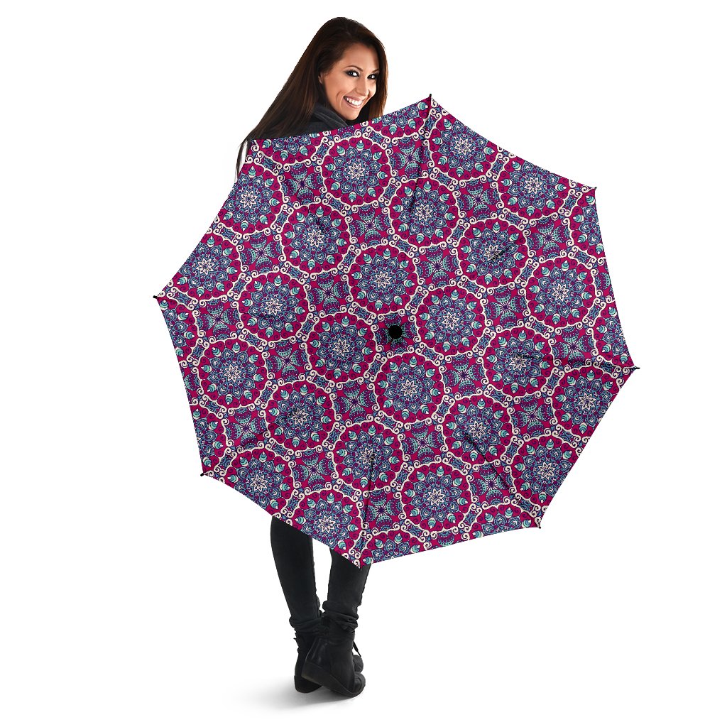 Magenta Mandala Bohemian Pattern Print Foldable Umbrella