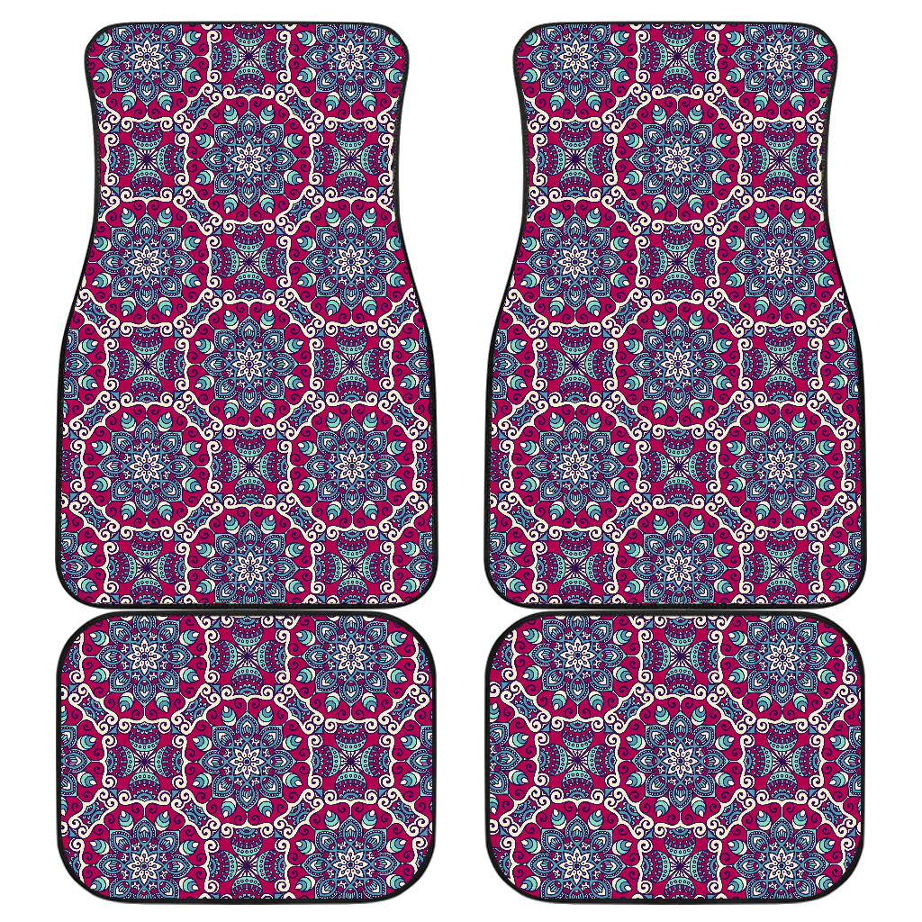 Magenta Mandala Bohemian Pattern Print Front and Back Car Floor Mats