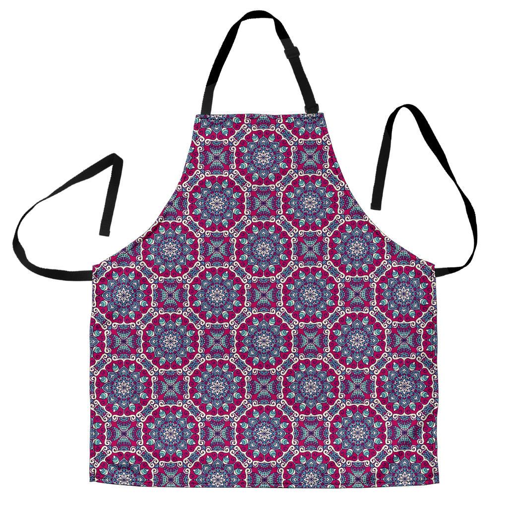 Magenta Mandala Bohemian Pattern Print Men's Apron