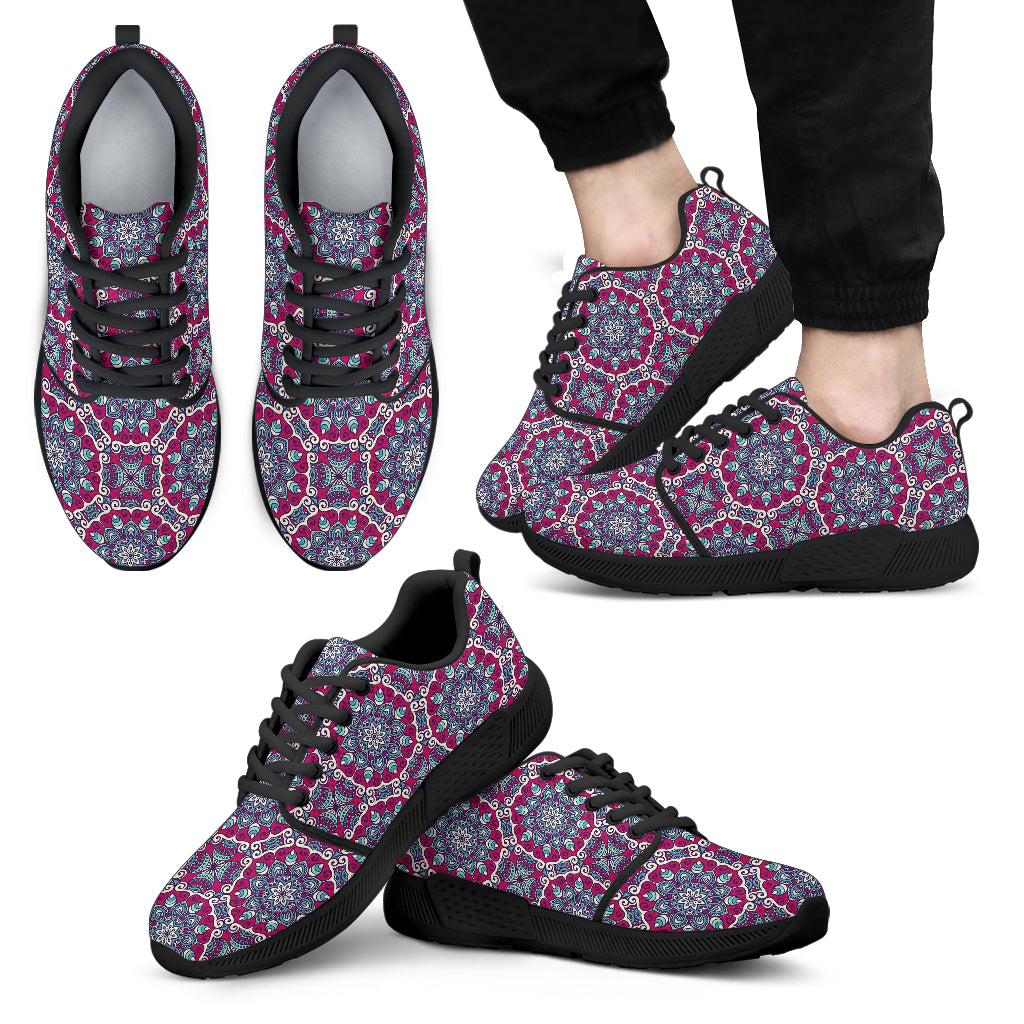 Magenta Mandala Bohemian Pattern Print Men's Athletic Shoes