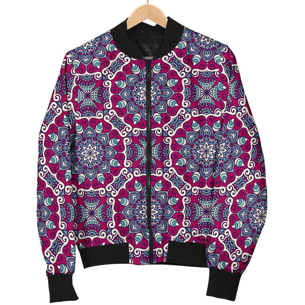 Magenta Mandala Bohemian Pattern Print Men's Bomber Jacket