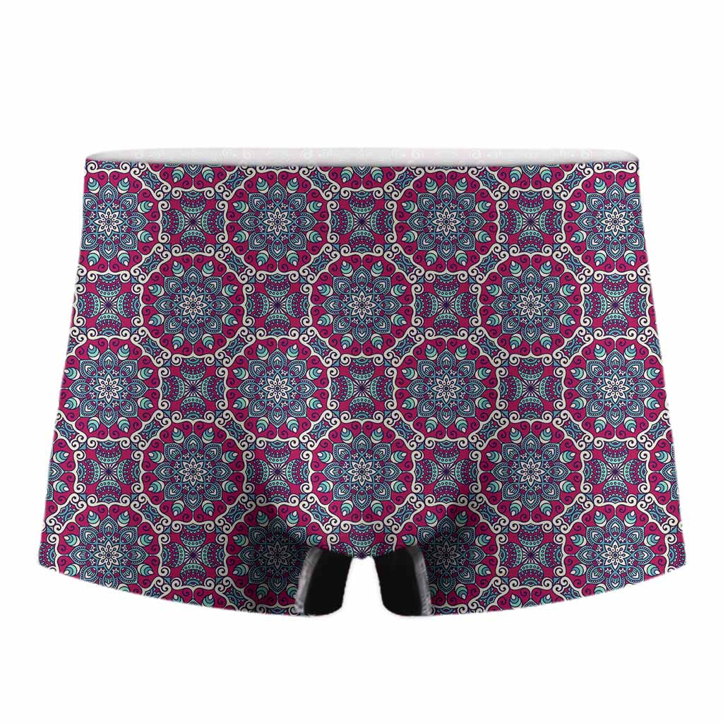 Magenta Mandala Bohemian Pattern Print Men's Boxer Briefs