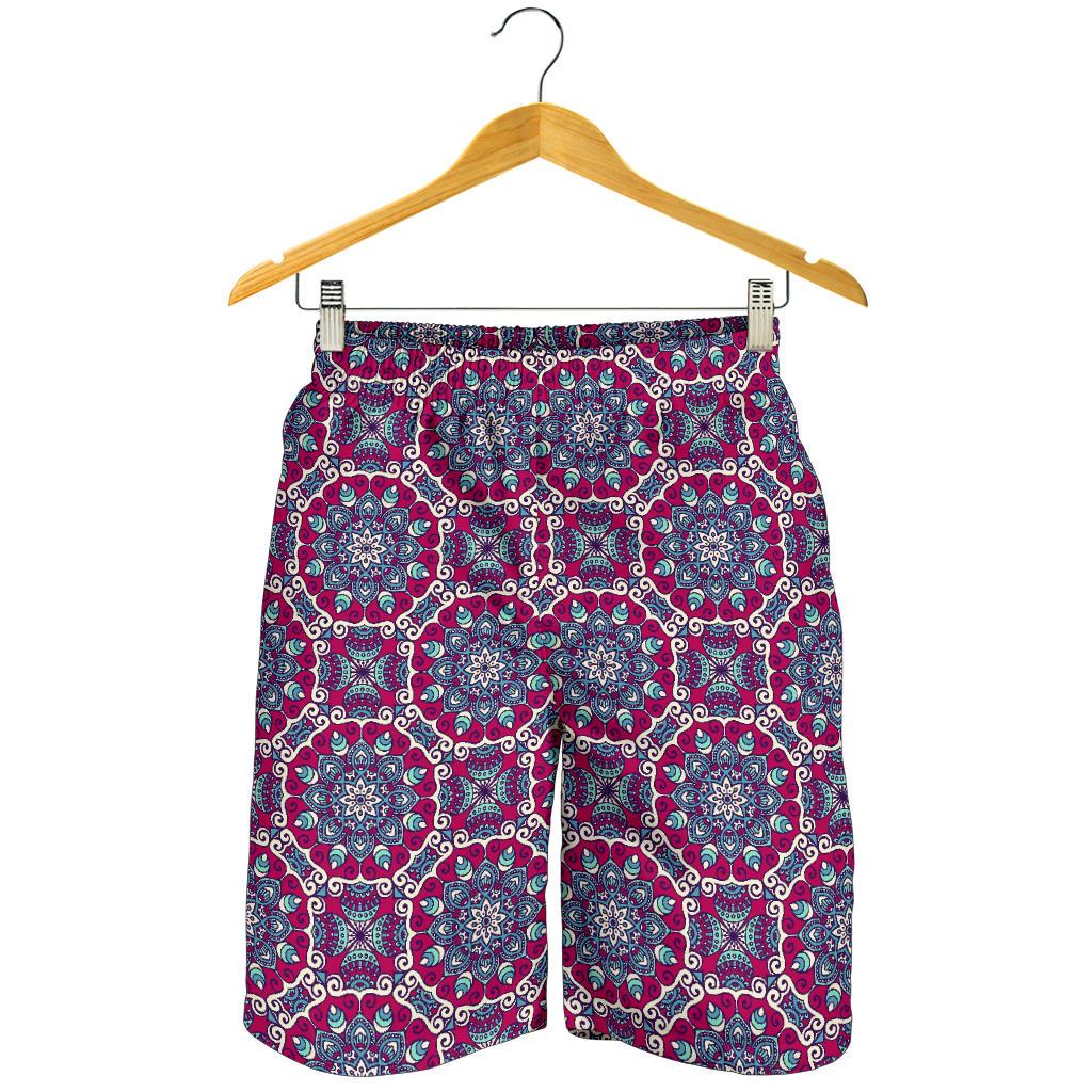 Magenta Mandala Bohemian Pattern Print Men's Shorts