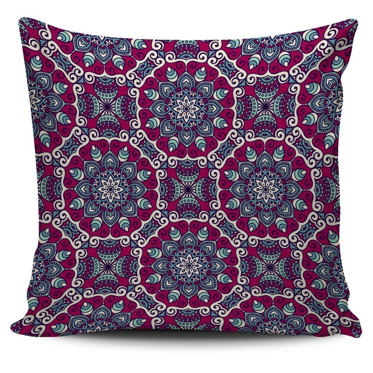 Magenta Mandala Bohemian Pattern Print Pillow Cover