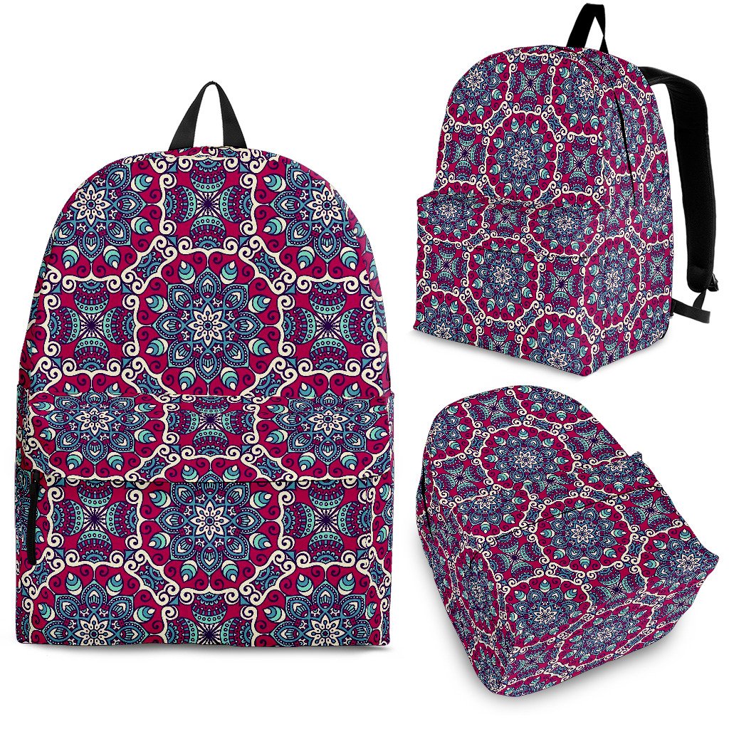 Magenta Mandala Bohemian Pattern Print School Backpack