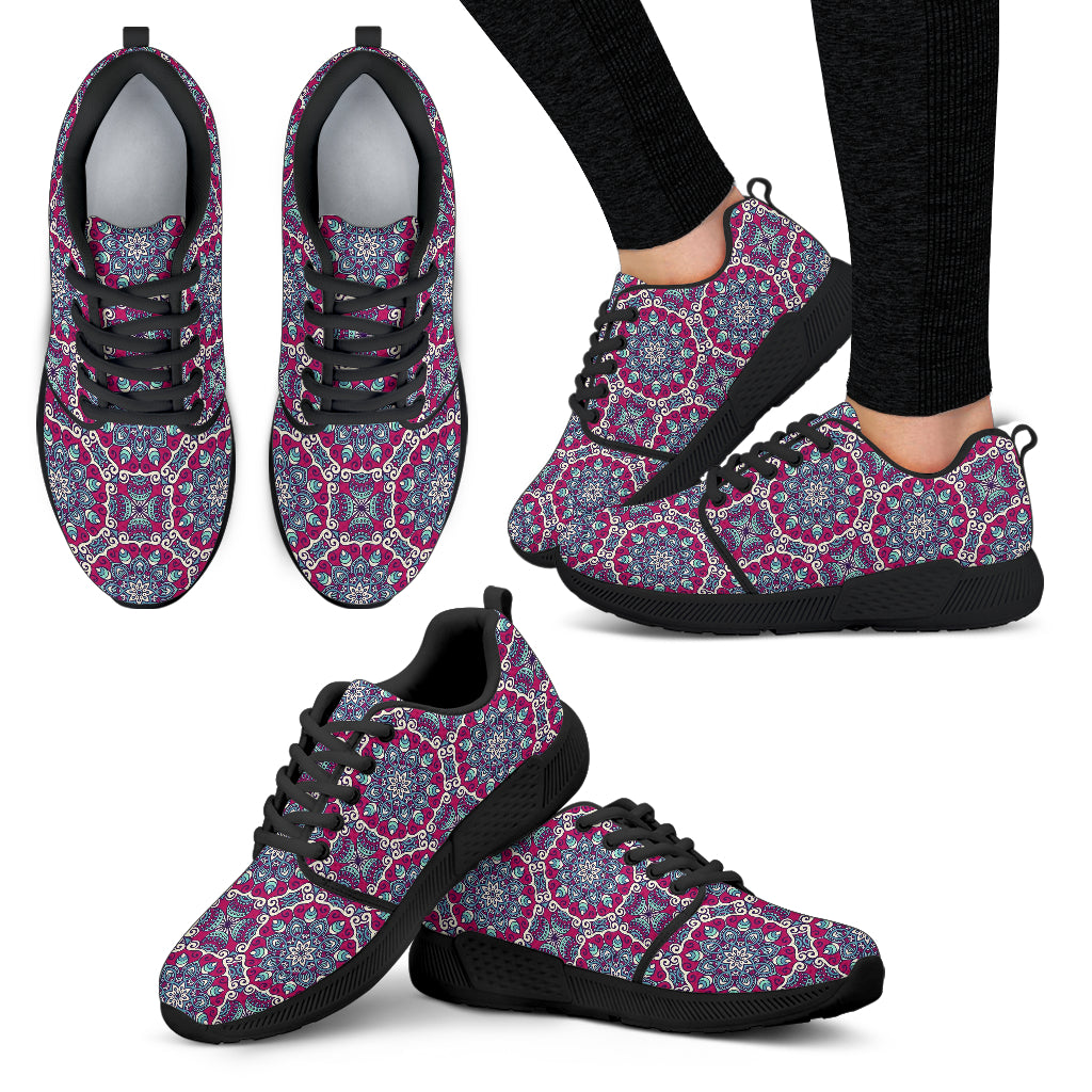 Magenta Mandala Bohemian Pattern Print Women's Athletic Shoes