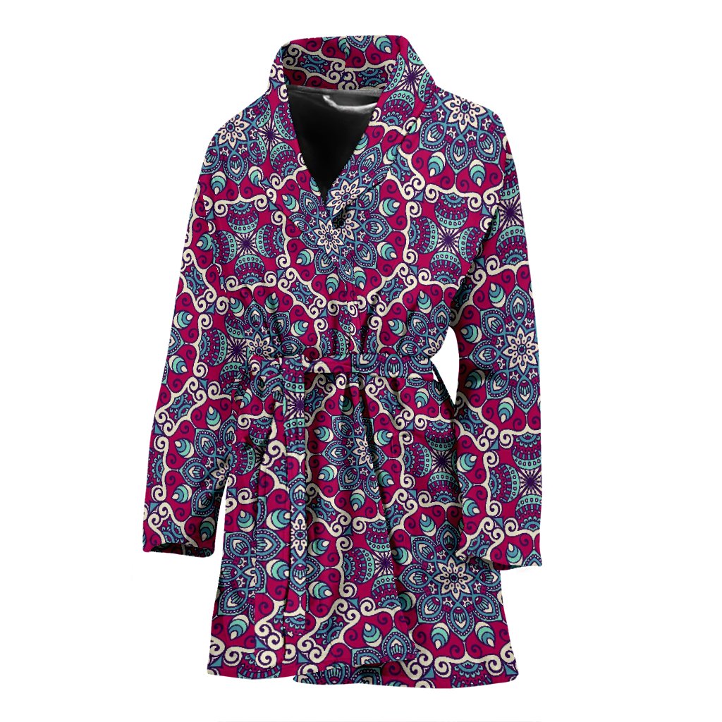 Magenta Mandala Bohemian Pattern Print Women's Bathrobe