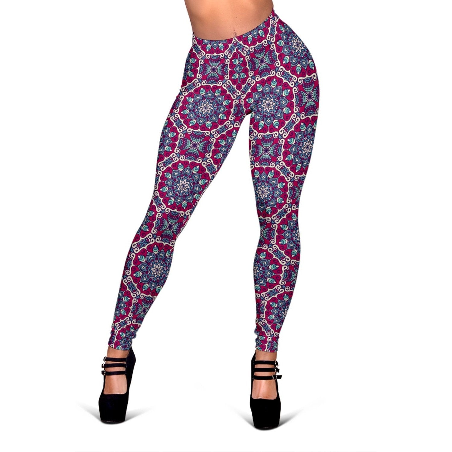 Magenta Mandala Bohemian Pattern Print Women's Leggings