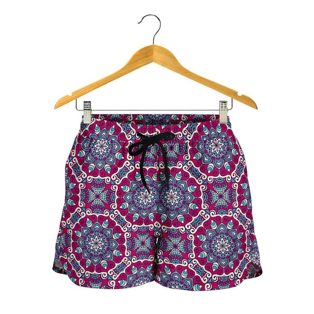 Magenta Mandala Bohemian Pattern Print Women's Shorts