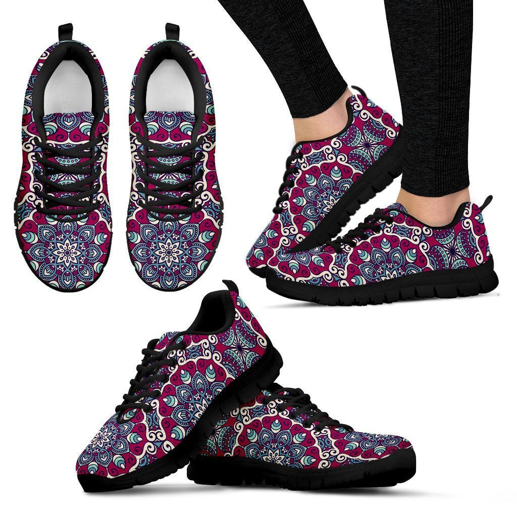 Magenta Mandala Bohemian Pattern Print Women's Sneakers