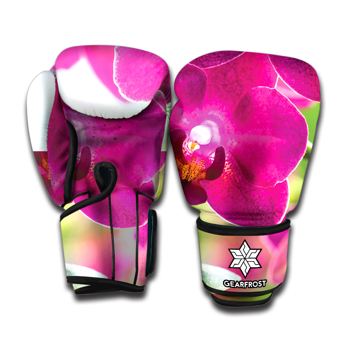 Magenta Orchid Flower Print Boxing Gloves