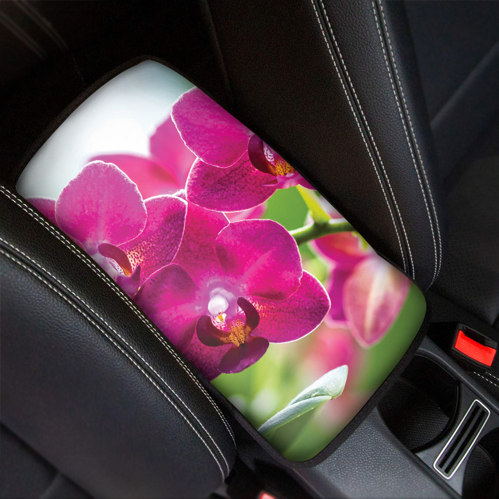 Magenta Orchid Flower Print Car Center Console Cover