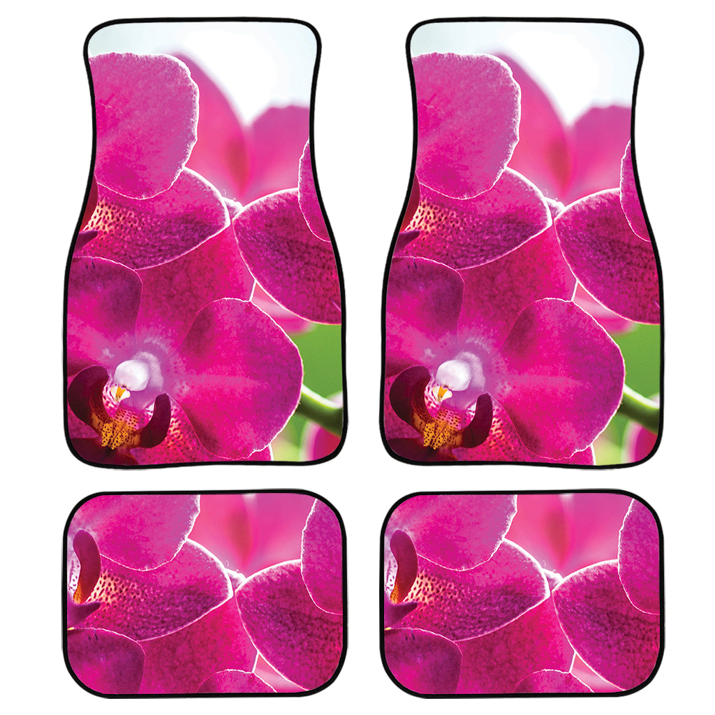 Magenta Orchid Flower Print Front and Back Car Floor Mats