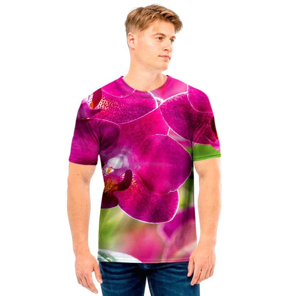 Magenta Orchid Flower Print Men's T-Shirt