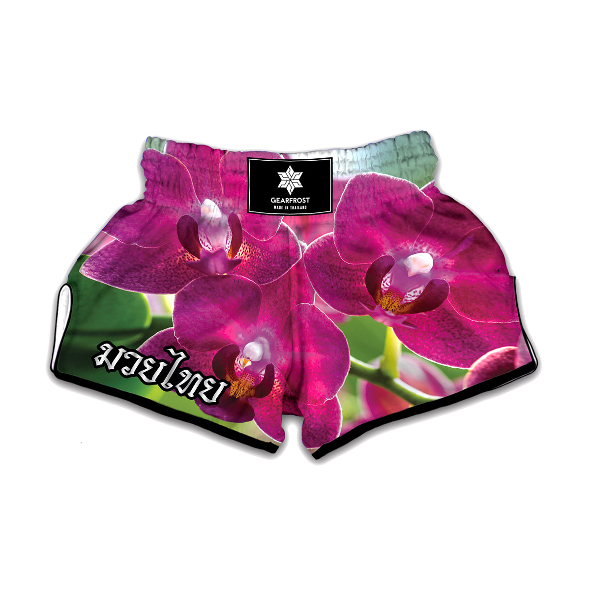 Magenta Orchid Flower Print Muay Thai Boxing Shorts