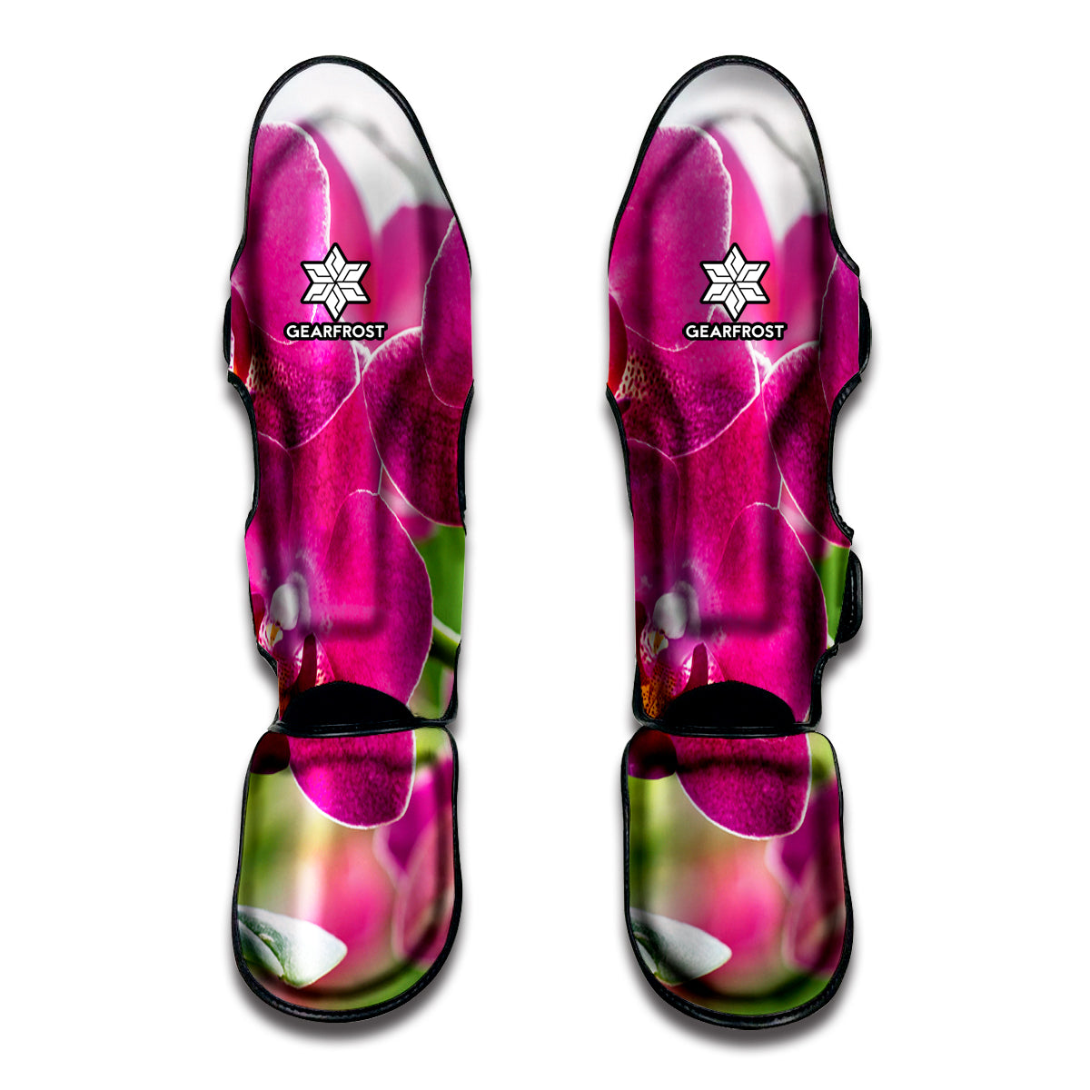 Magenta Orchid Flower Print Muay Thai Shin Guards