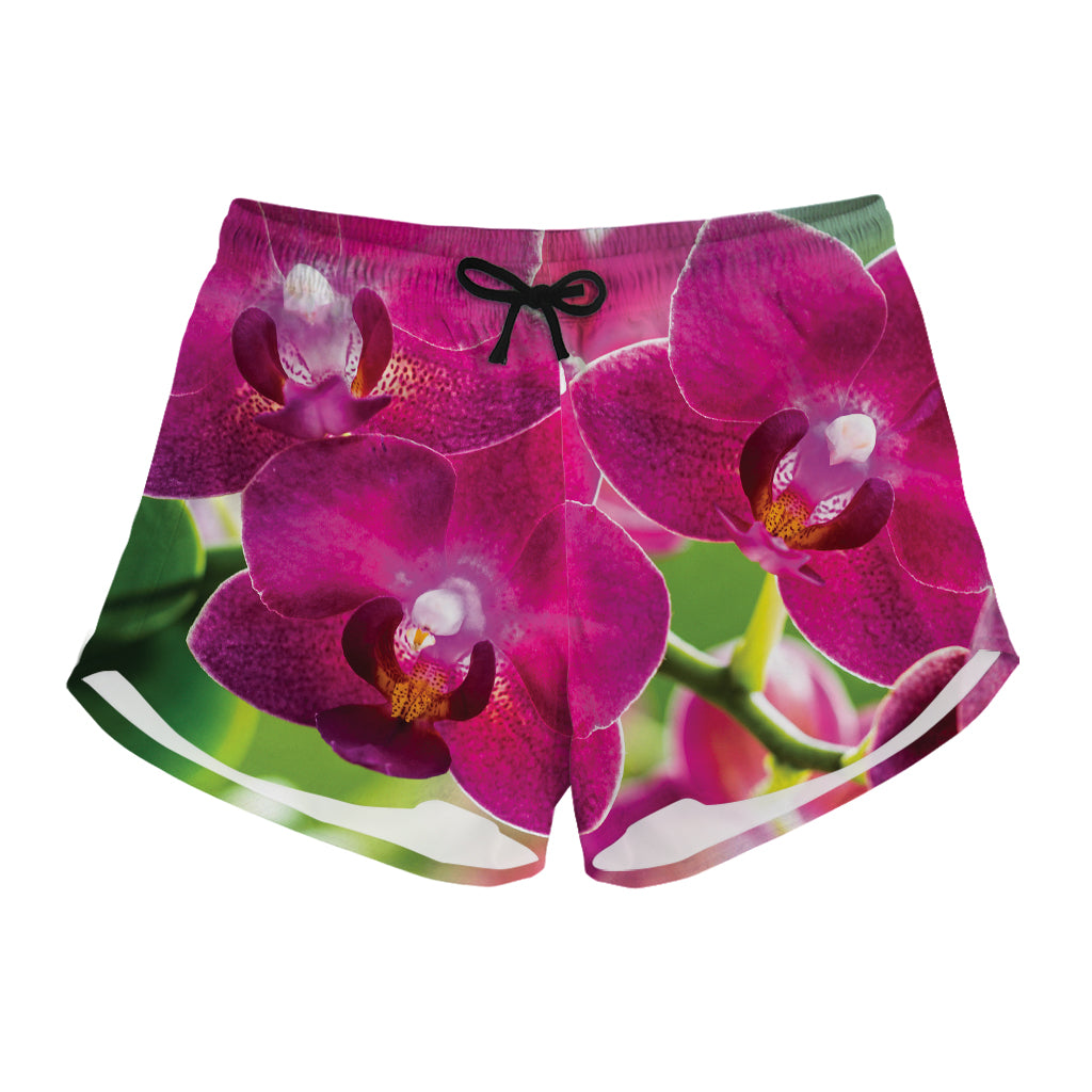 Magenta Orchid Flower Print Women's Shorts