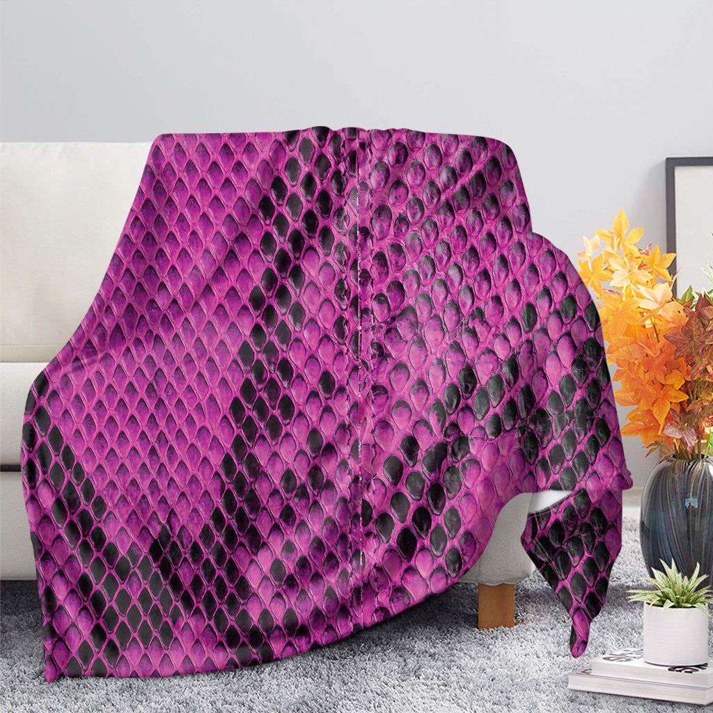 Magenta Pink And Black Snakeskin Print Blanket