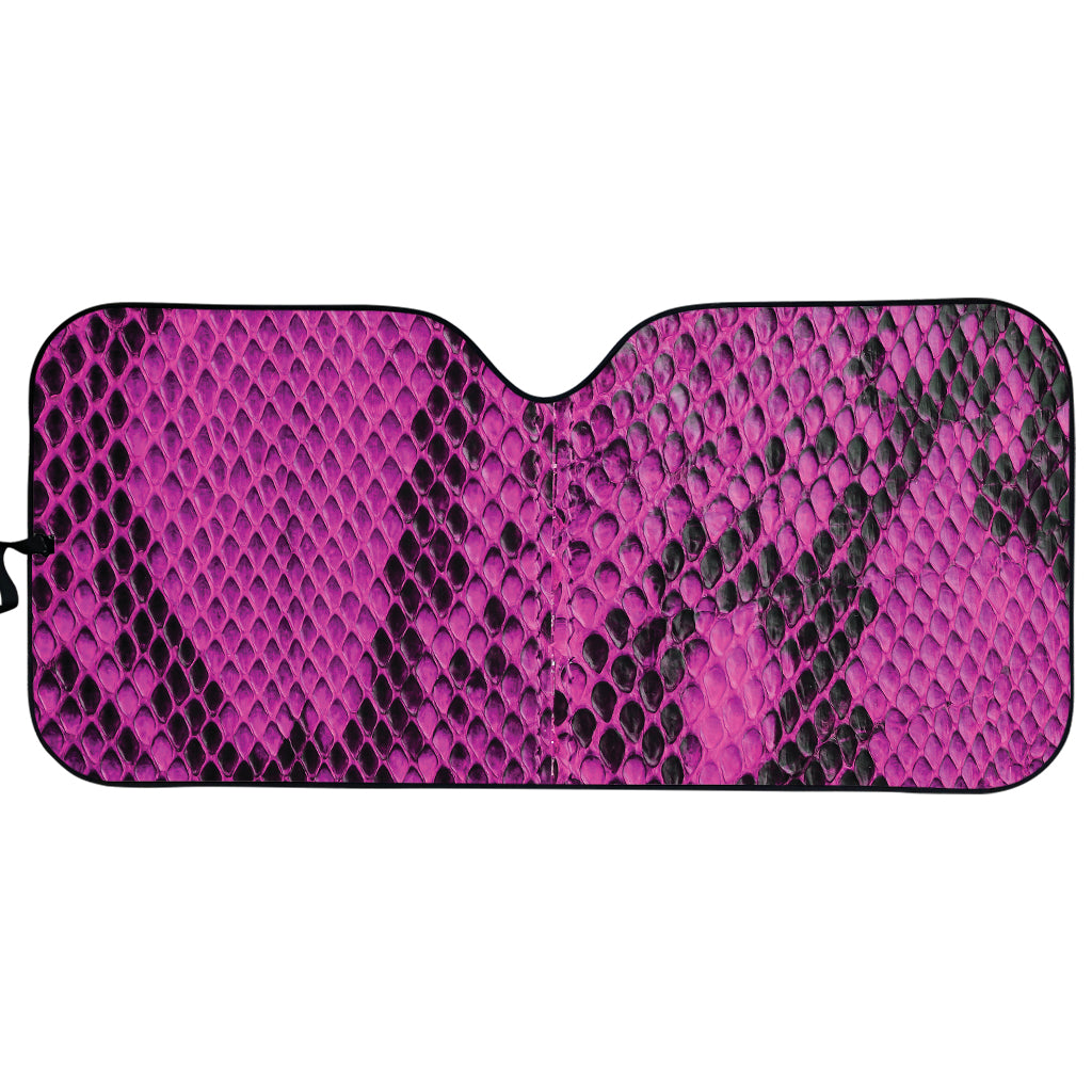 Magenta Pink And Black Snakeskin Print Car Sun Shade