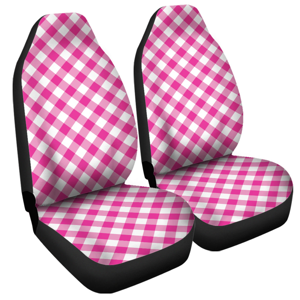 Magenta Pink And White Gingham Print Universal Fit Car Seat Covers