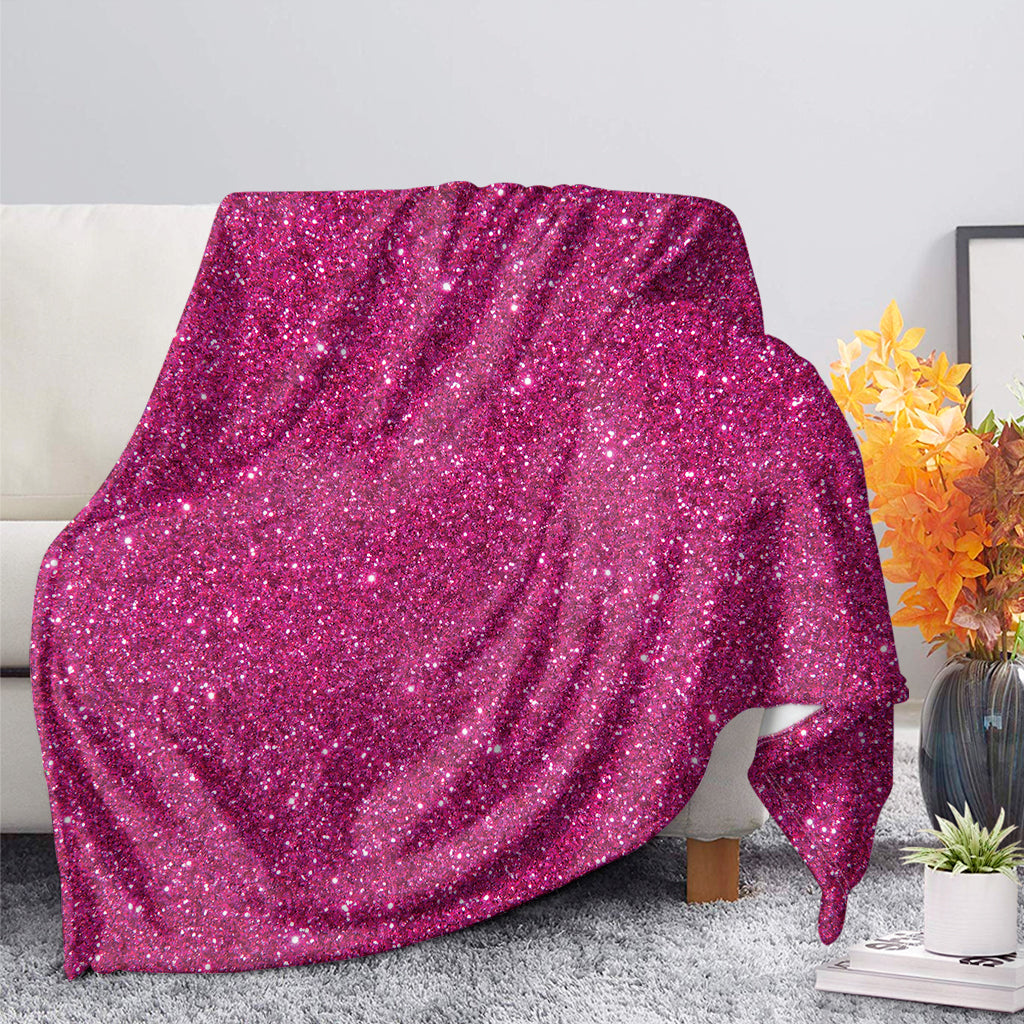 Magenta Pink Glitter Texture Print Blanket