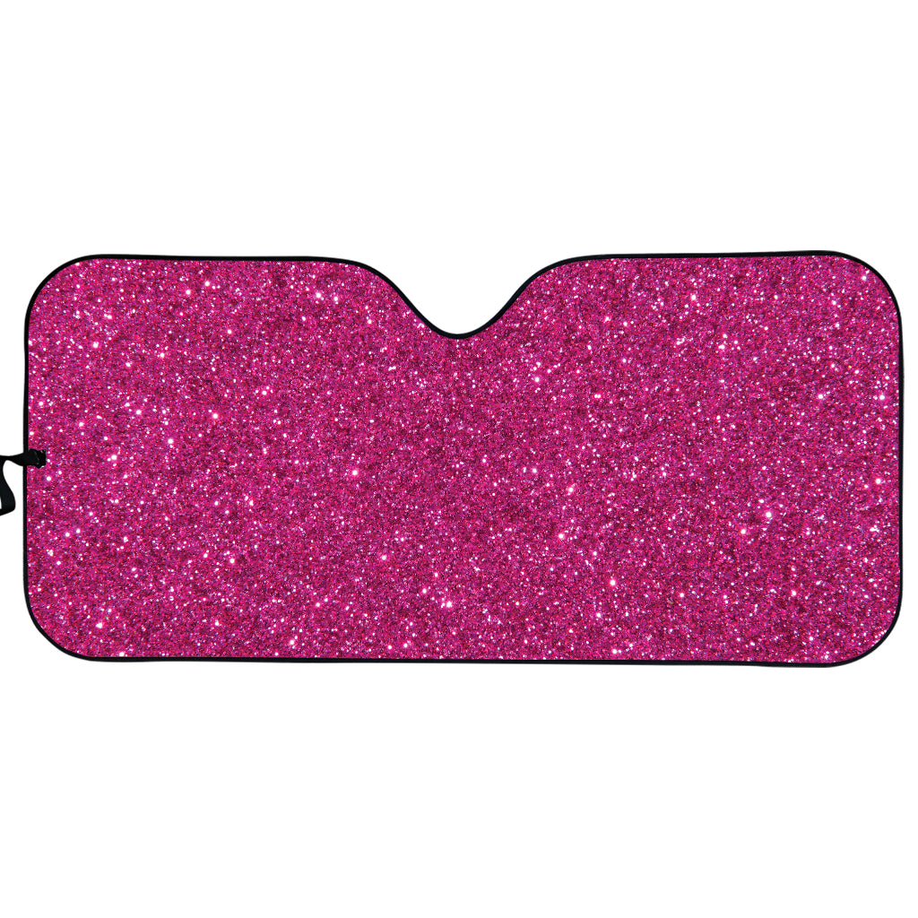 Magenta Pink Glitter Texture Print Car Sun Shade