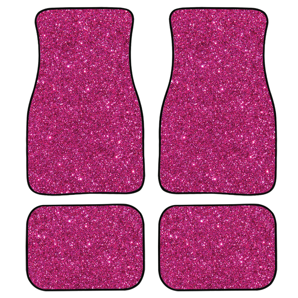 Magenta Pink Glitter Texture Print Front and Back Car Floor Mats