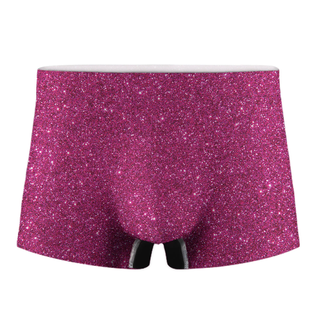 Magenta Pink Glitter Texture Print Men's Boxer Briefs