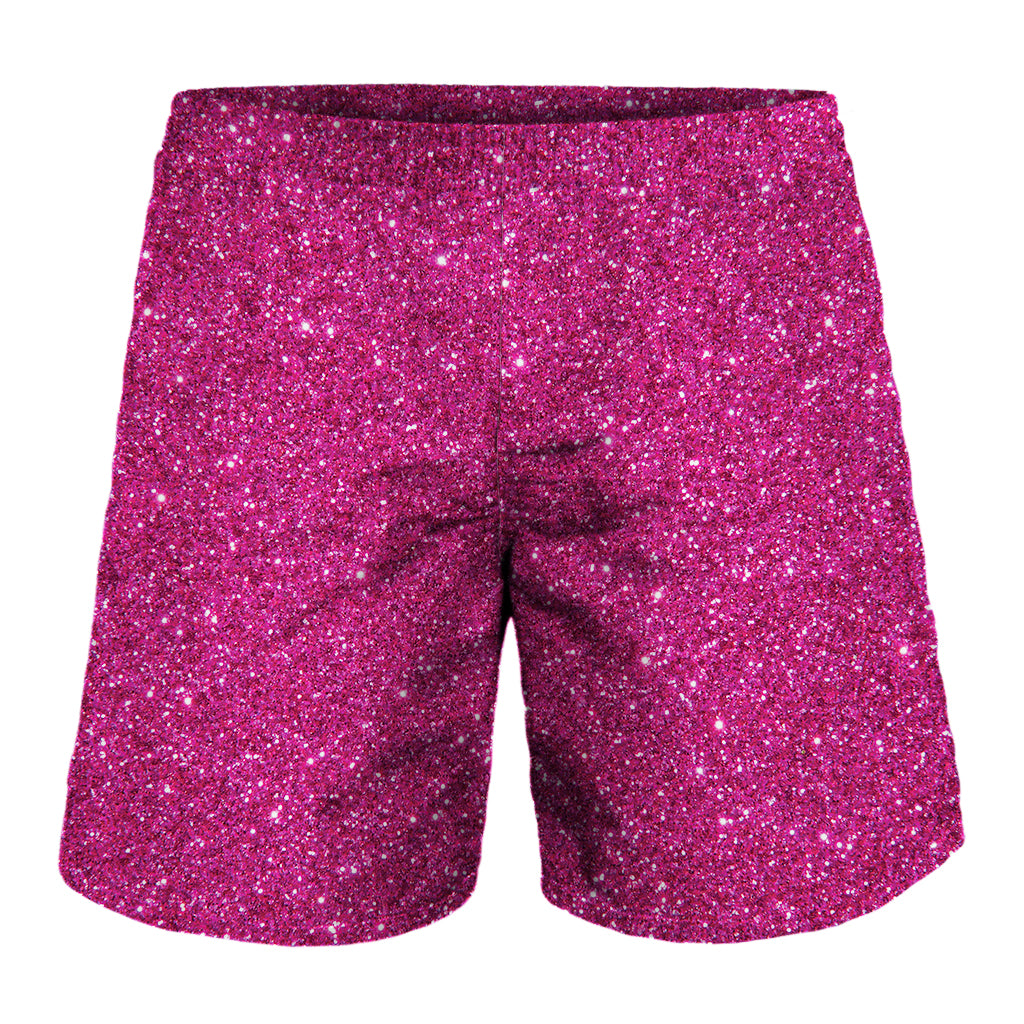 Magenta Pink Glitter Texture Print Men's Shorts