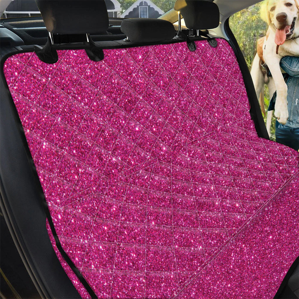 Magenta Pink Glitter Texture Print Pet Car Back Seat Cover